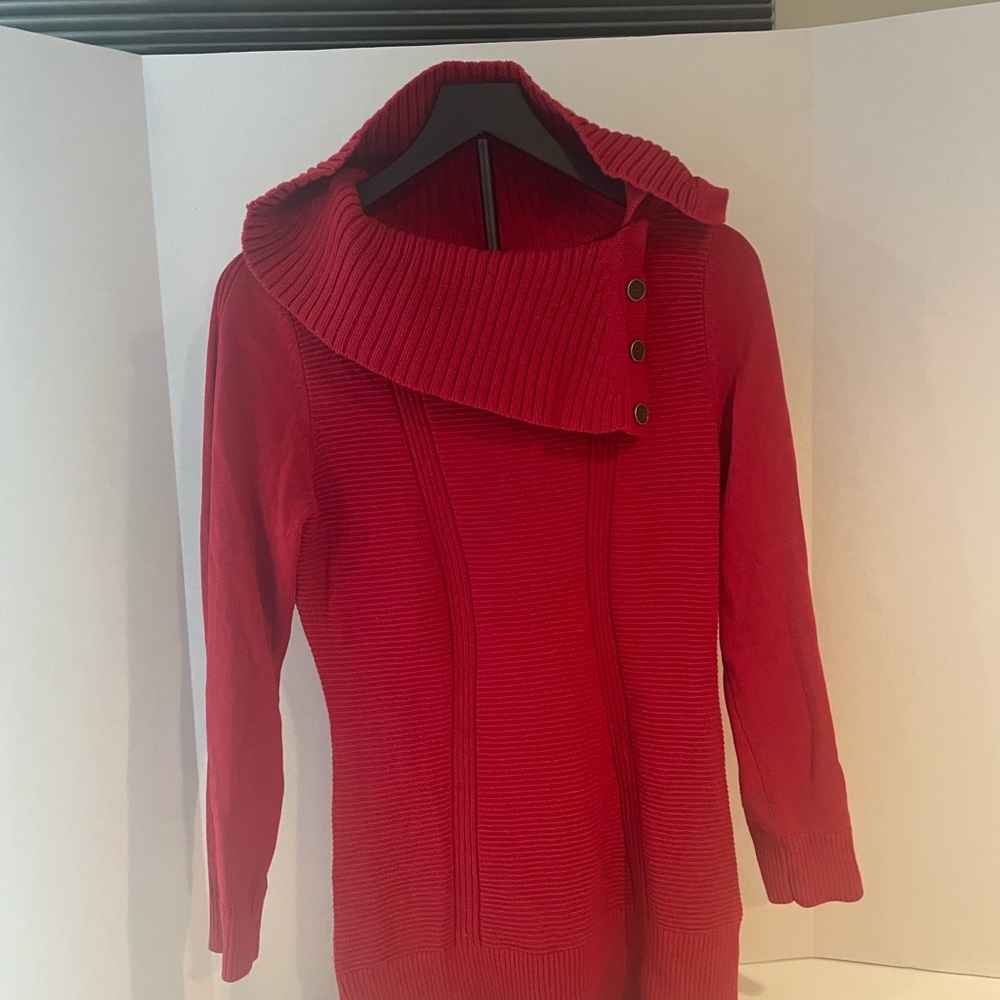 Style & Co. Red Cowl Neck Knit Sweater Women’s Cozy Pullover Tunic